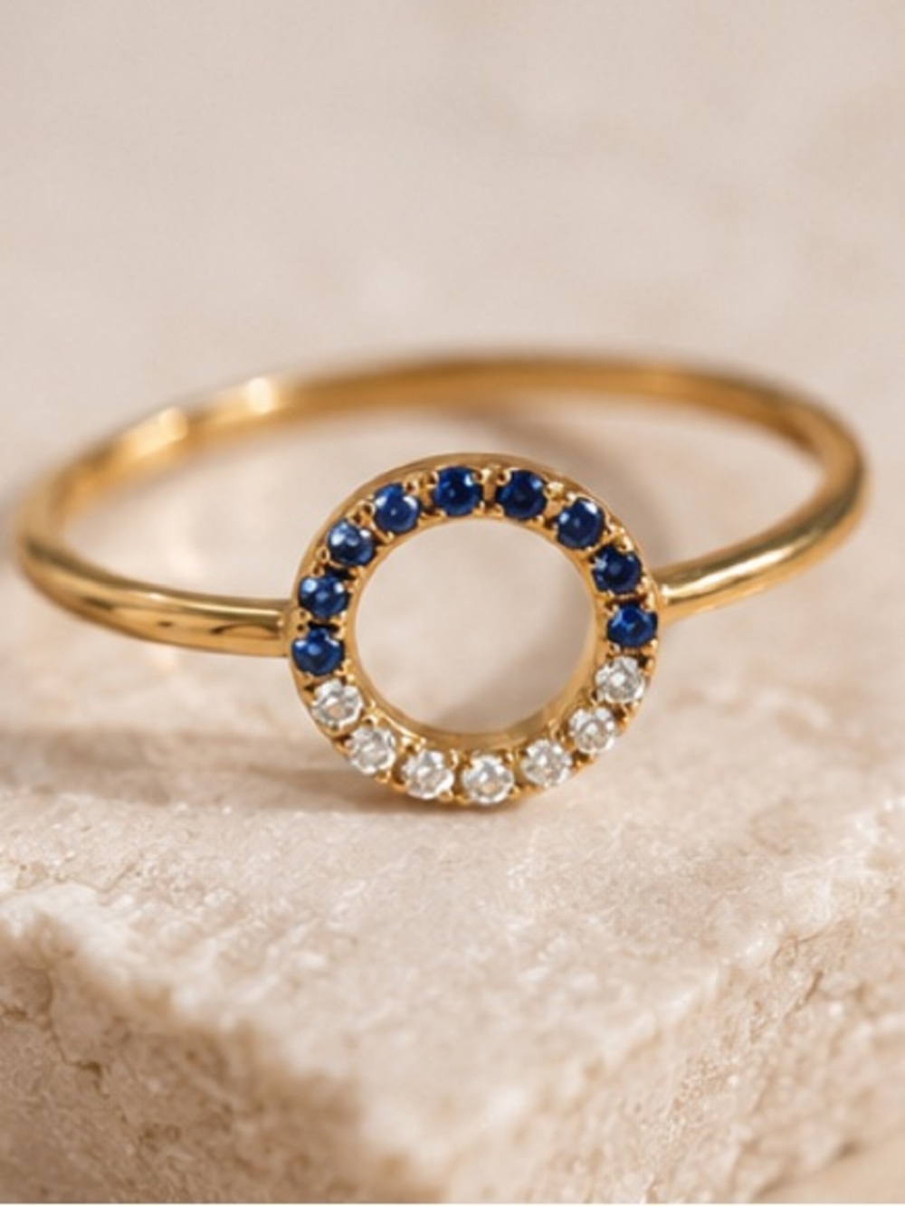 ** 3 For $15 ** Gold Sapphire Halo  Ring
